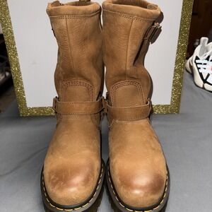 New DR. MARTENS Anistone Biker Boots Desert Brown Workwear 11Mens/12Womens